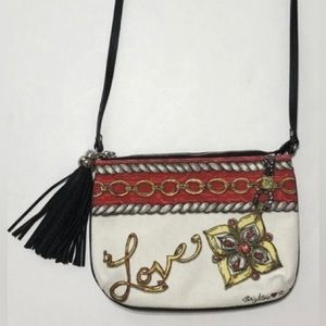 BRIGHTON GLITTER & GO POUCH/ CROSSBODY BAG Sketchbook Print LOVE Canvas